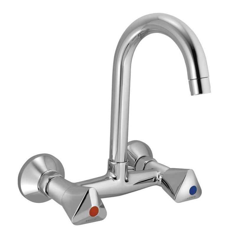 Essco Tropical Full Turn Sink Mixer With Swinging Casted SpoutWith Connecting Legs & Wall Flange wall Mounted