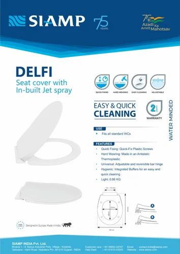 Siamp 10013377 Delfi Seat Cover (Hard Close) With In-Built Jet Spray