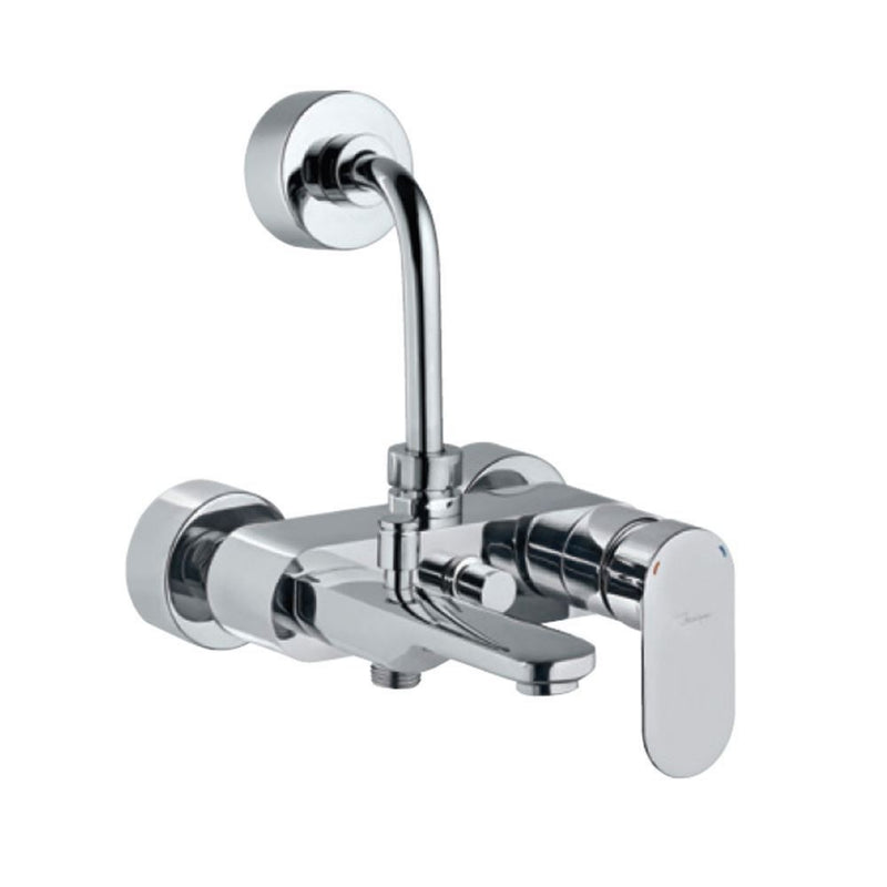 Jaquar Opal Prime OPP-CHR-15125PM Single Lever Wall Mixer 3-in-1 System with Provision for both Hand Shower and Overhead Shower Complete with 115mm Long Bend Pipe, Connecting Legs & Wall Flange (without Hand & Overhead Shower)