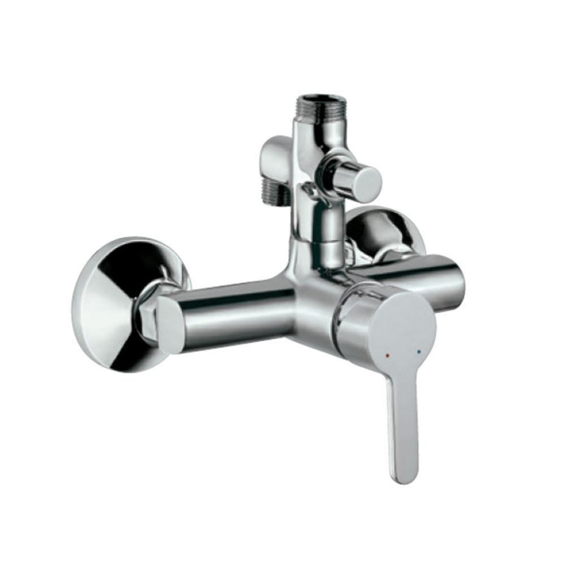 Jaquar Fusion FUS-CHR-29145 Single Lever Exposed Shower Mixer with Provision For Connection to Exposed Shower Pipe (SHA-1211NH & SHA-1213) & Hand Shower with Connecting Legs & Wall Flanges