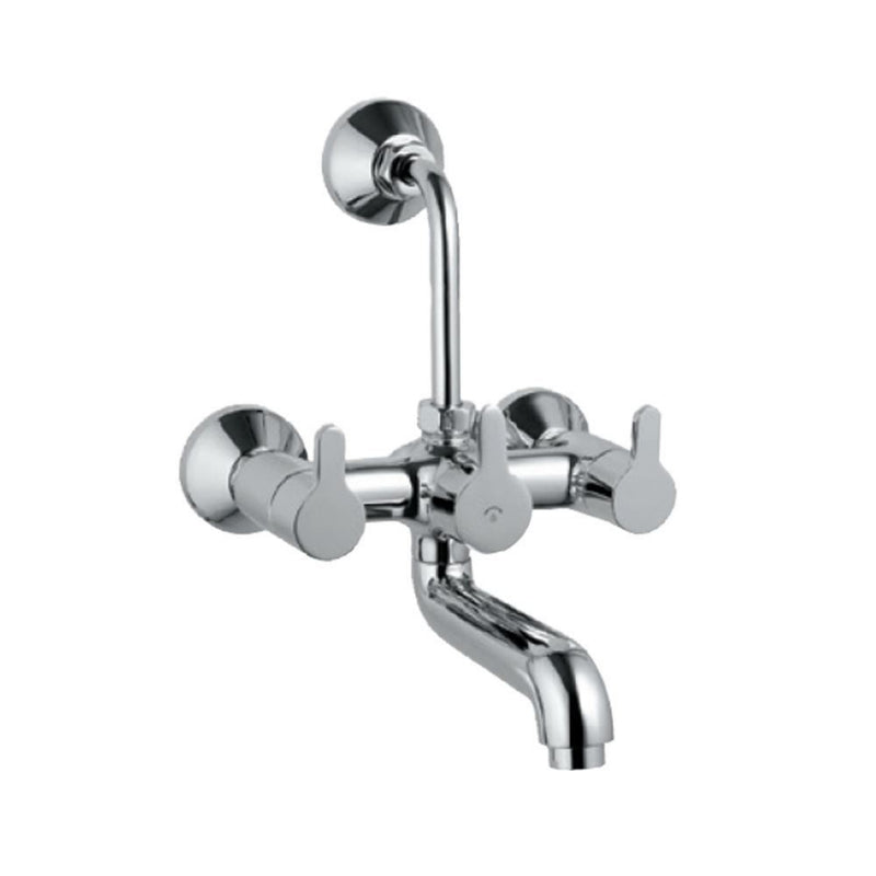 Jaquar Fusion FUS-CHR-29273UPR Wall Mixer with Provision For Overhead Shower with 115mm Long Bend Pipe On Upper Side, Connecting Legs & Wall Flanges