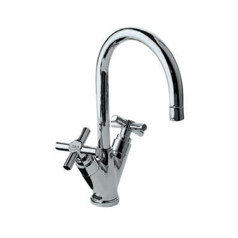 Jaquar Solo SOL-CHR-6167B Central Hole Basin Mixer without Popup Waste System with 450mm Long Braided Hoses (15mm Cartridge Size)