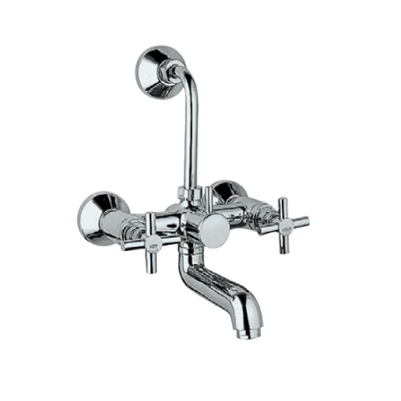 Jaquar Solo SOL-CHR-6273UPR Wall Mixer with Provision For Overhead Shower with 115mm Long Bend Pipe On Upper Side, Connecting Legs & Wall Flanges