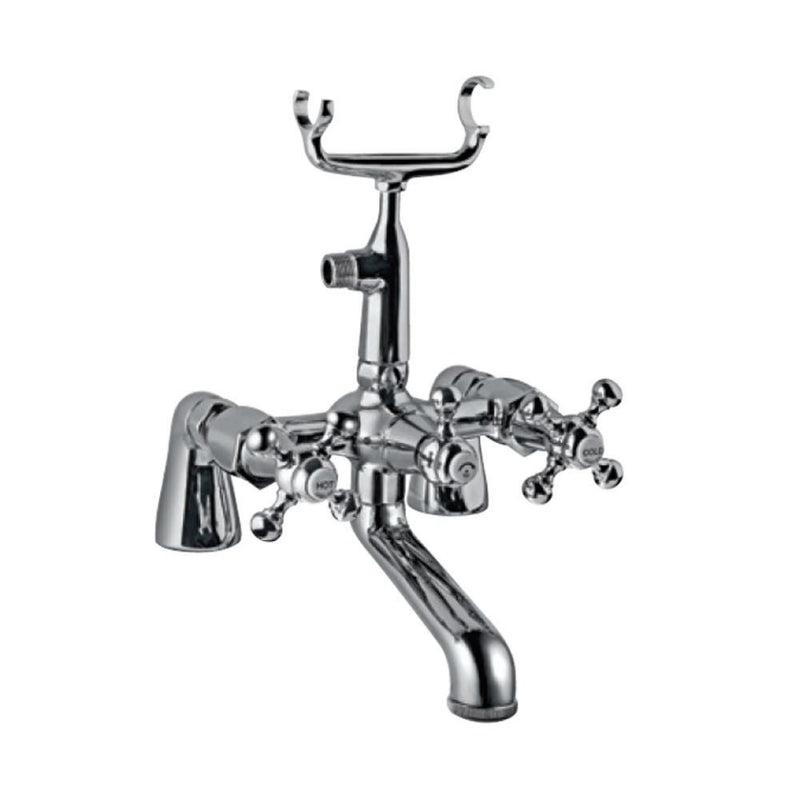 Jaquar Queen'S QQT-CHR-7271 Bath Tub Mixer (Exposed Straight Legs) with Telephone Shower Arrangement & Crutch (without Hand Shower and Shower Hose)
