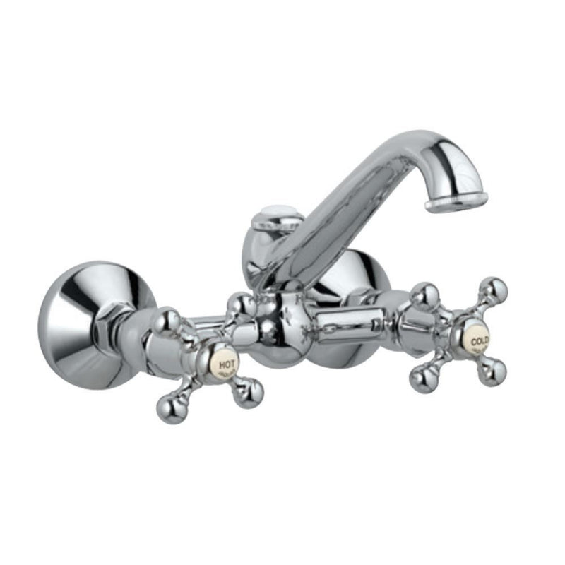 Jaquar Queen'S QQT-CHR-7309 Sink Mixer with Regular Swinging Spout (Wall Mounted Model) with Connecting Legs & Wall Flanges
