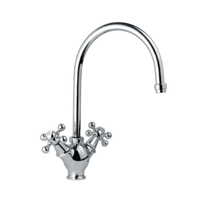 Jaquar Queen'S QQT-CHR-7319B Sink Mixer, 1-Hole with Regular Spout (Table Mounted Model) with 450mm Long Braided Hoses