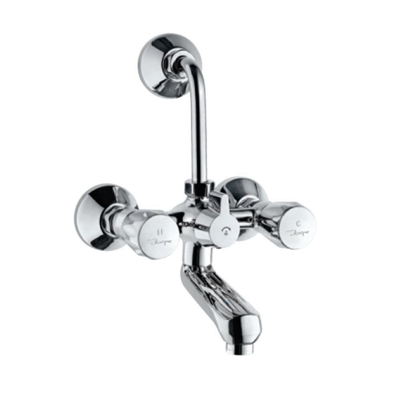 Jaquar Continental CON-CHR-273KNUPR Wall Mixer with Provision for Overhead Shower with 115mm Long Bend Pipe on Upper Side, Connecting Legs & Wall Flanges