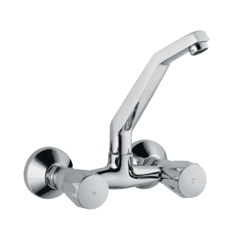 Jaquar Continental CON-CHR-319KN Sink Mixer with Raised ‘J’ Shaped Swinging Spout (Wall Mounted Model) with Connecting Legs & Wall Flanges