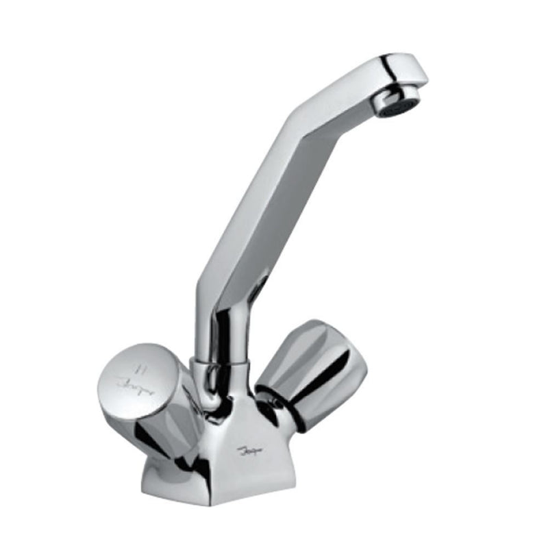 Jaquar Continental CON-CHR-319KNB Sink Mixer with Raised ‘J’ Shaped Swinging Spout (Table Mounted Model) with 450mm Long Braided Hoses