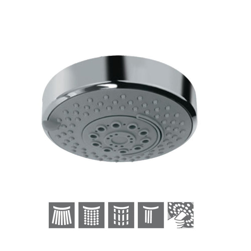 Jaquar OHS-CHR-1779 Overhead Showers Overhead Shower ø120mm Round Shape Multi Flow with Cascade Effect (ABS Body Chrome Plated with Gray Face Plate) with Rubit Cleaning System
