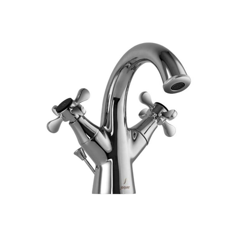 Jaquar Queen'S Prime QQP-CHR-7169BPM Central Hole Basin Mixer with Popup Waste System with 450mm Long Braided Hoses