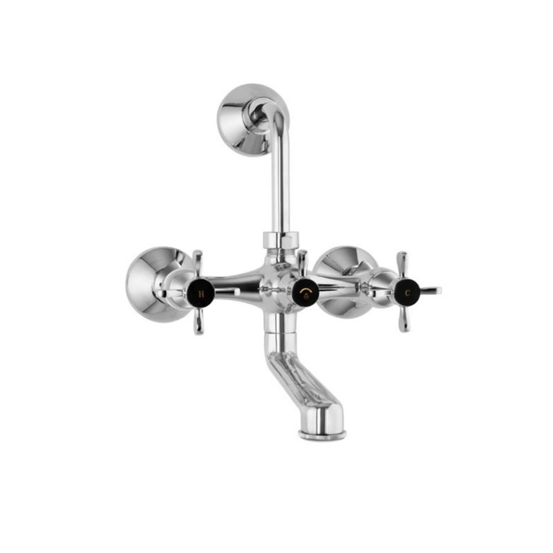 Jaquar Queen'S Prime QQP-CHR-7273PM Wall Mixer with Provision For Overhead Shower with 115mm Long Bend Pipe On Upper Side, Connecting Legs & Wall Flanges