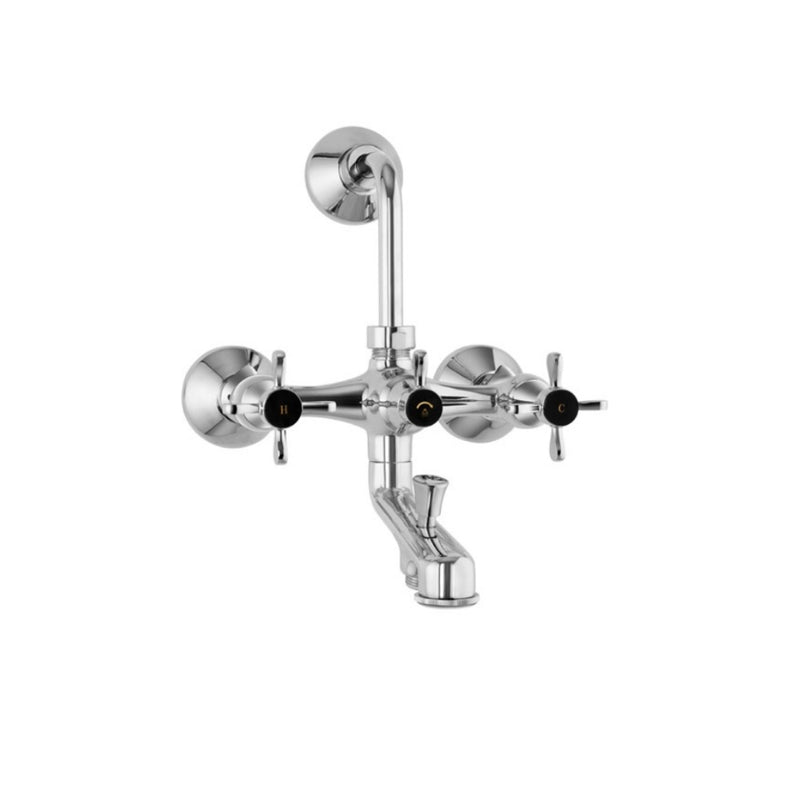 Jaquar Queen'S Prime QQP-CHR-7281PM Wall Mixer 3-in-1 System with Provision for both Hand Shower and Overhead Shower Complete with 115mm Long Bend Pipe, Connecting Legs & Wall Flange (without Hand & Overhead Shower)