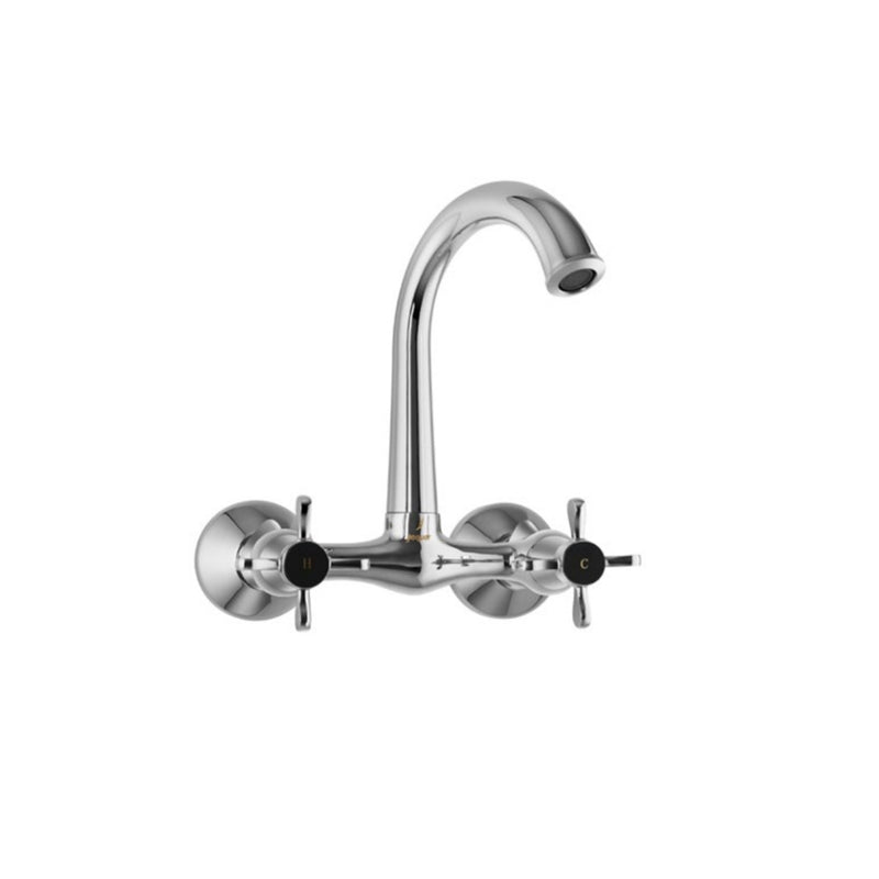 Jaquar Queen'S Prime QQP-CHR-7307PM Sink Mixer with Short Swinging Spout (Wall Mounted Model) with Connecting Legs & Wall Flanges