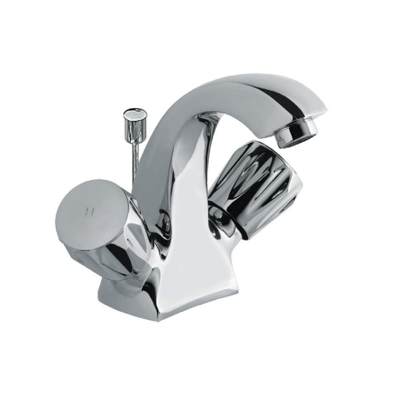 Jaquar Continental CON-CHR-169KNB Central Hole Basin Mixer with Popup Waste System with 450mm Long Braided Hoses