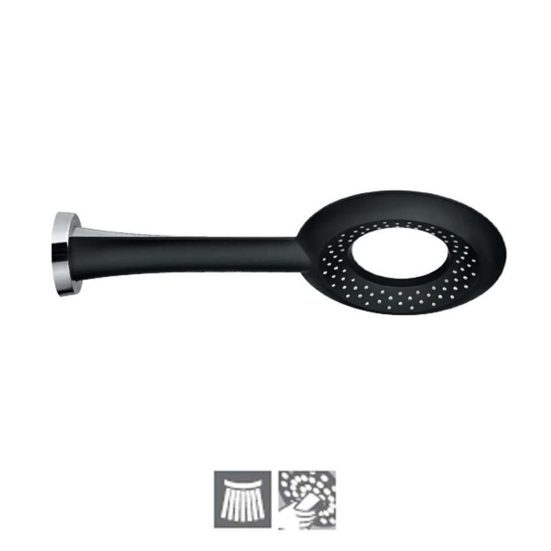 Jaquar OHS-BLM-1765 Overhead Showers Overhead Shower ø250mm Round Shape Single Flow (ABS Body with Face Plate Black Matt) with Rubit Cleaning System