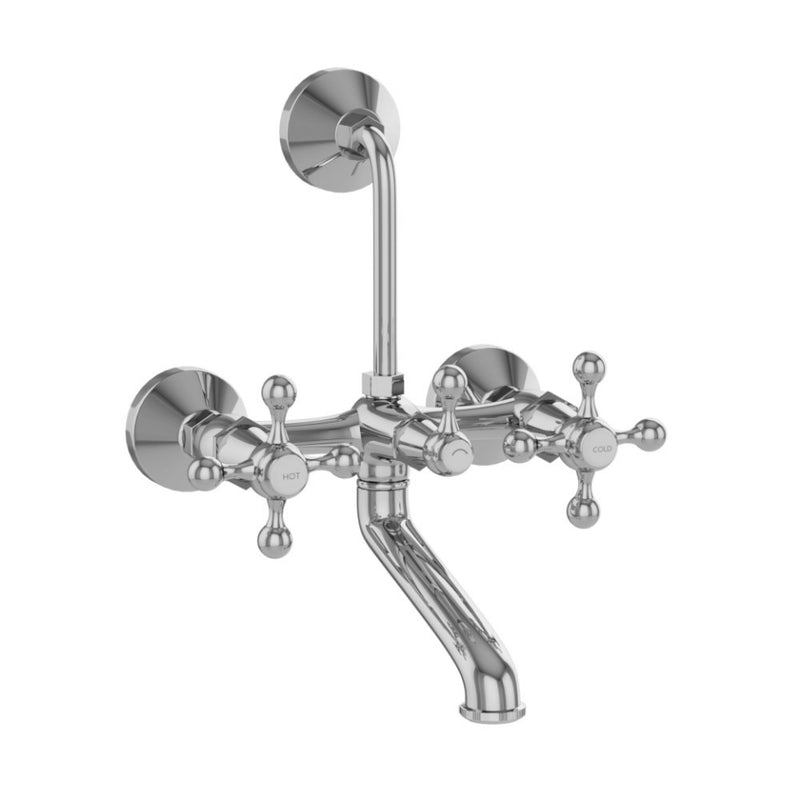 Jaquar Queen'S QQT-CHR-7273UPR Wall Mixer with Provision For Overhead Shower with 115mm Long Bend Pipe On Upper Side, Connecting Legs & Wall Flanges