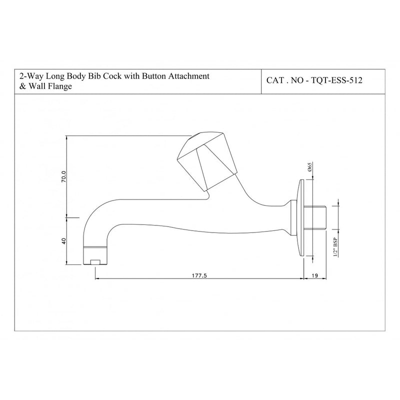 Essco Tropical Full Turn Long Nose Bib Tap With Wall Flange