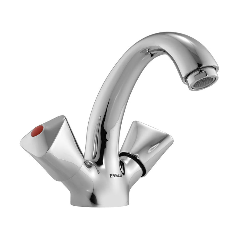 Essco Tropical Full Turn Centre Hole Basin Mixer With Extended Casted Spout With 450 mm Long Braided Hoses