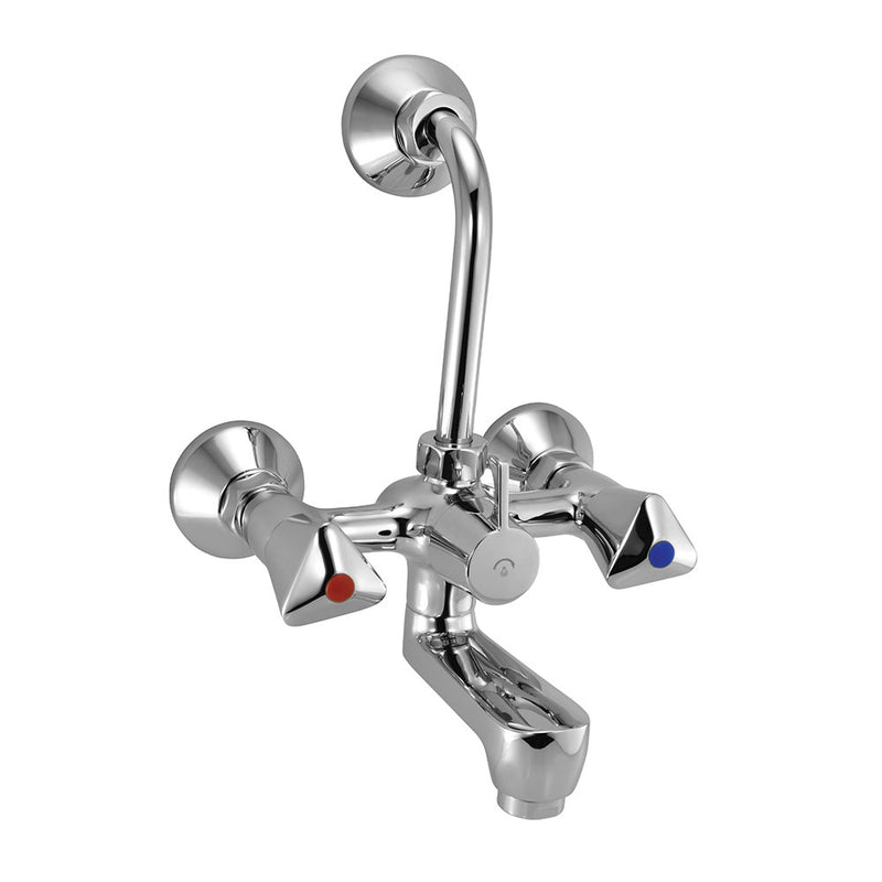 Essco Tropical Full Turn 2 In 1 Wall Mixer With 115 mm Long Bend Pipe & Connecting  legs & wall Flange (Provision for Overhead Shower )