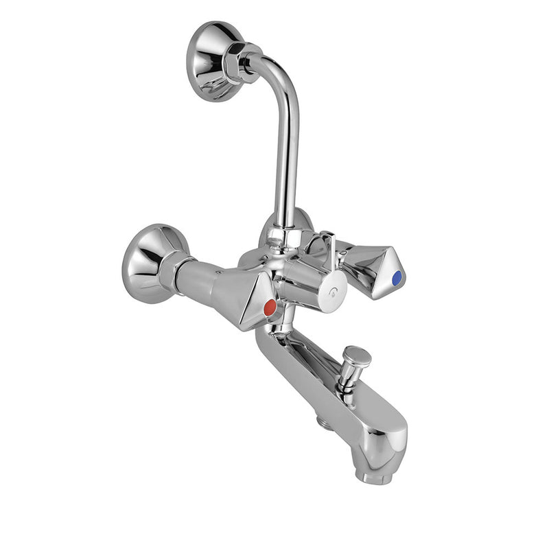 Essco Tropical Full Turn 3 In 1 Wall Mixer With 115 mm Long Bend Pipe & Connecting  legs & wall Flange (Provision for Overhead & Hand Shower )